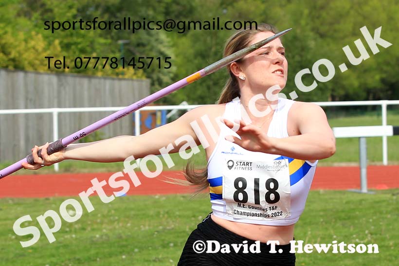 Women and Girls javelin, 2022 North Eastern Track and Field Champs., Middlesbrough. David T. Hewitson/Sports for All Pics